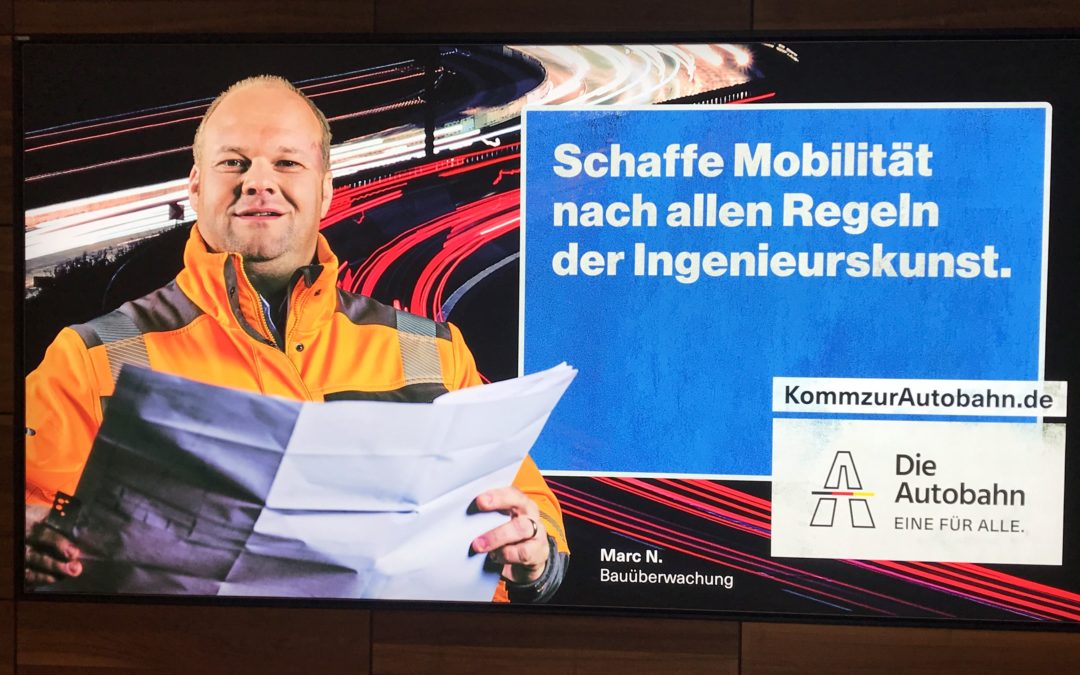 With airport, tram, poster, and interior advertising; this is how Die Autobahn present themselves as employer.
